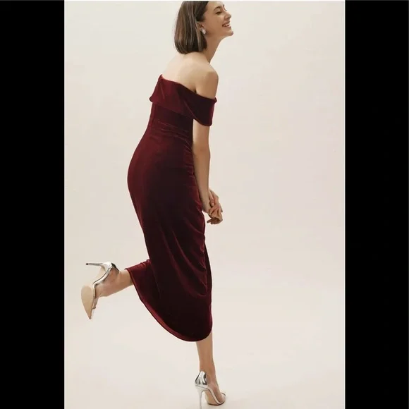 BHLDN Edison Red Velvet Dress Size 0 NWT